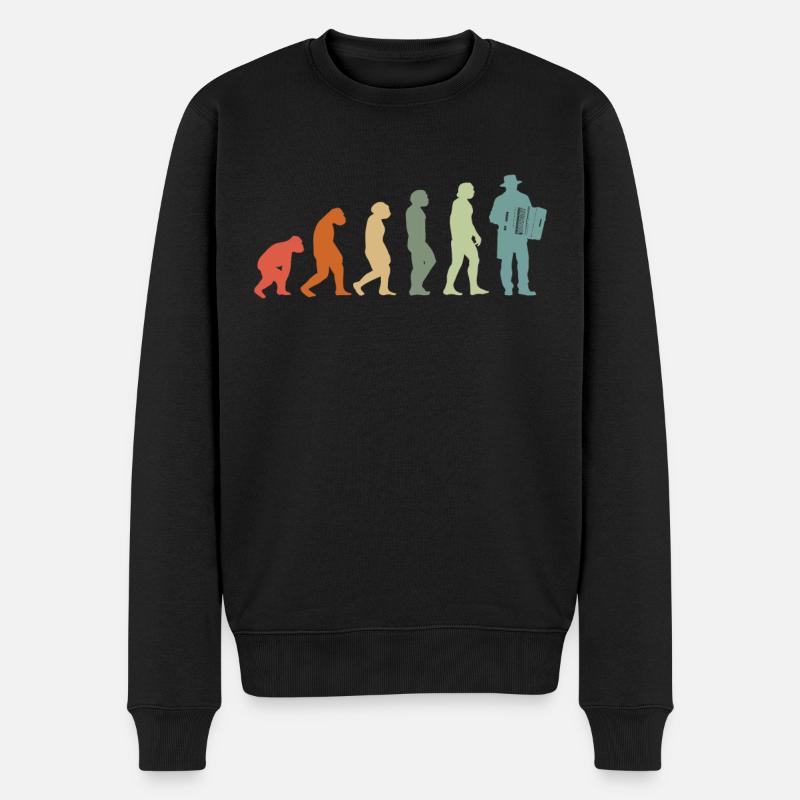 Akkordeon-Musiker Ziehharmonika Vintage Evolution - Männer Premium Bio Pullover - Schwarz
