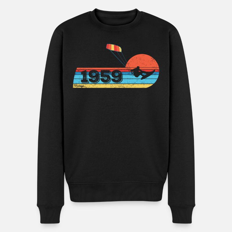 Kitesurf Anniversaire Né en 1959 - Pull Premium bio Homme - noir