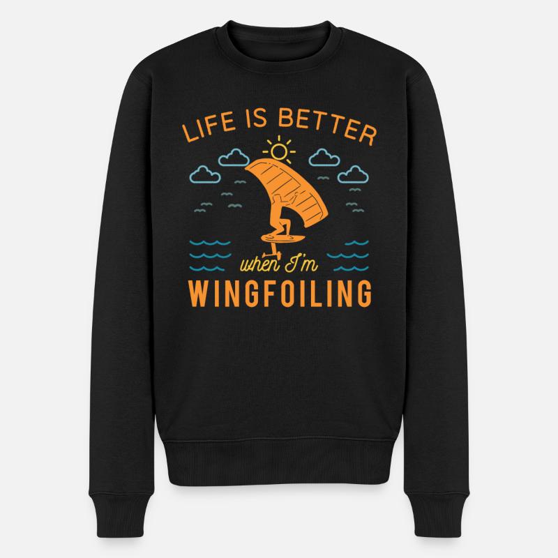 Wingfoil-Surfer Wingfoiling-Boards Kitefoil - Männer Premium Bio Pullover - Schwarz