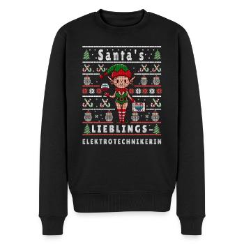 Ugly Weihnachten SANTAS LIEBLINGS - Männer Premium Bio Pullover - Schwarz - Vorne - Nico (187cm)