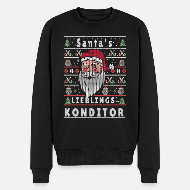 Ugly Weihnachten SANTAS LIEBLINGS Konditor - Männer Premium Bio Pullover - Schwarz