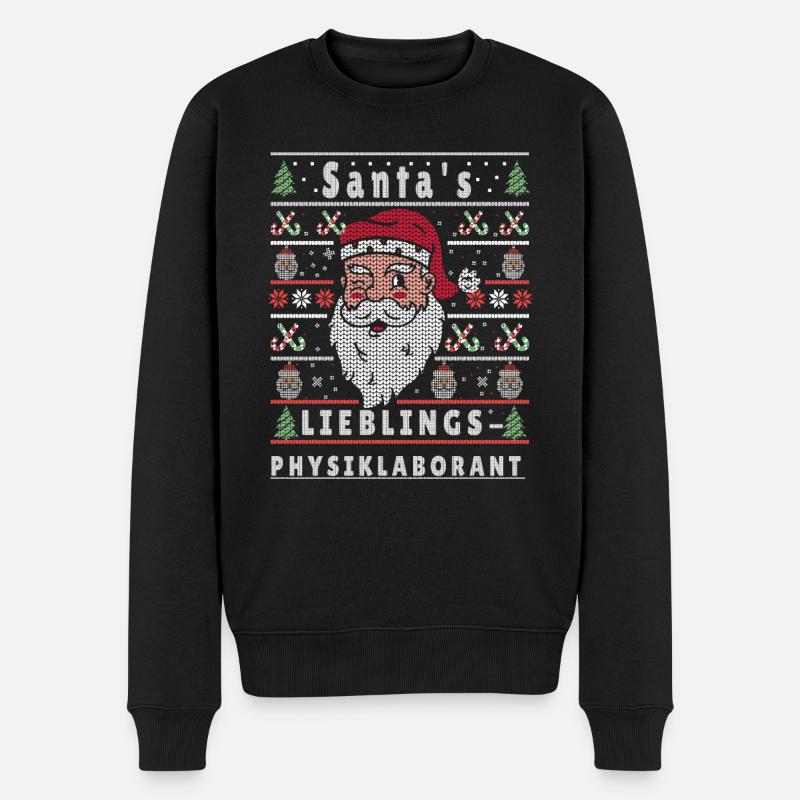 Ugly Weihnachten SANTAS LIEBLINGS Physiklaborant - Männer Premium Bio Pullover - Schwarz