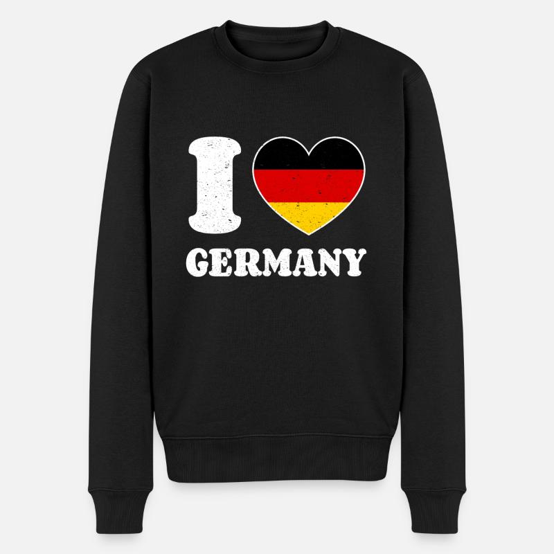 I Love Germany Herz Deutsche Flagge - Männer Premium Bio Pullover - Schwarz