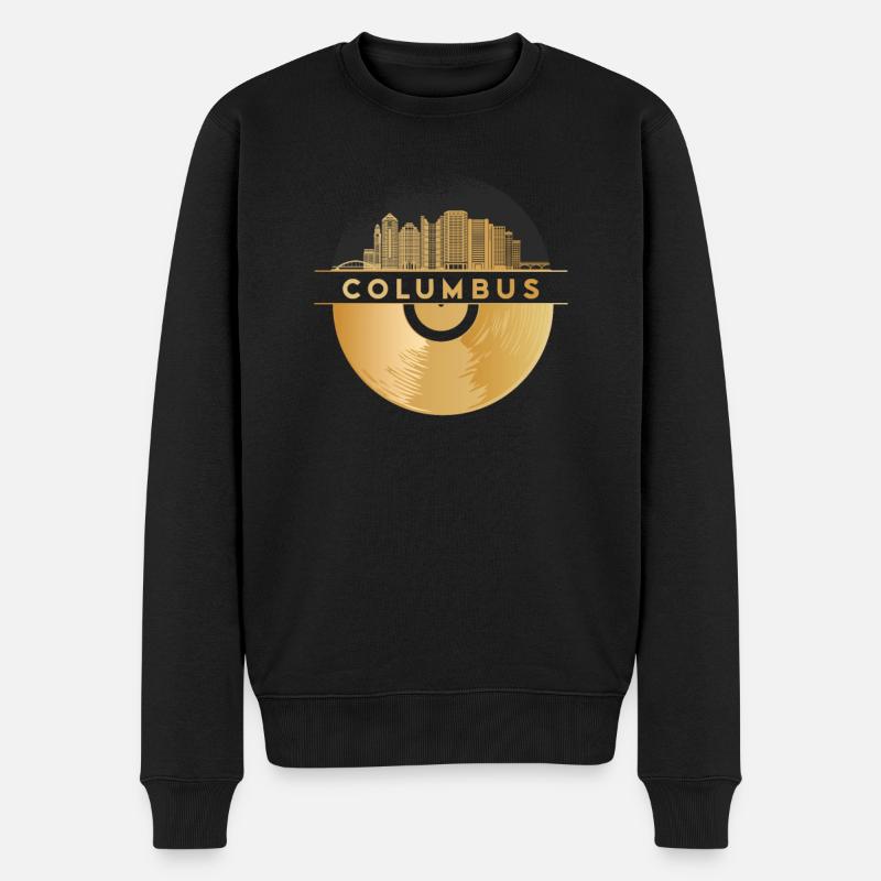 Disque Vinyle Disco Musique Skyline-Columbus - Pull Premium bio Homme - noir