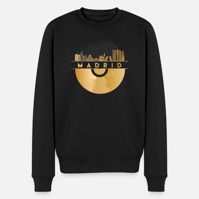 Disque vinyle - Skyline-Espagne-Madrid - Pull Premium bio Homme - noir