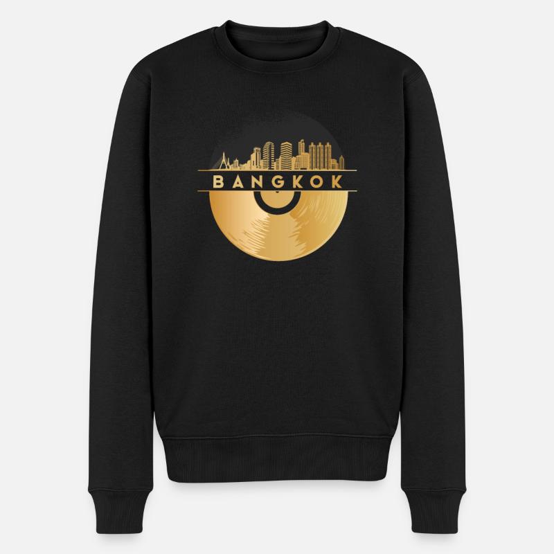 Disque Vinyle Musique Skyline-Thaïlande-Bangkok - Pull Premium bio Homme - noir