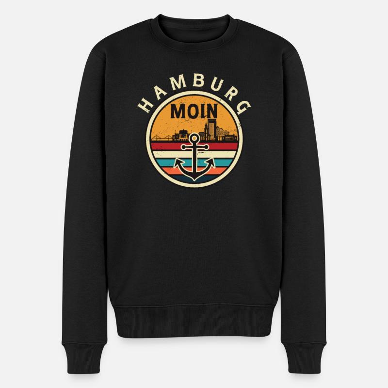 LOVE Hamburg Stadt Urlaub-Reisen - Männer Premium Bio Pullover - Schwarz