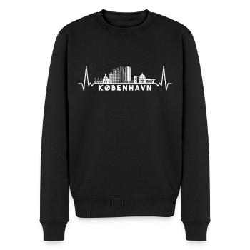 Herzschlag Skyline Dänemark-København-Kopenhagen - Männer Premium Bio Pullover - Schwarz - Vorne - Nico (187cm)
