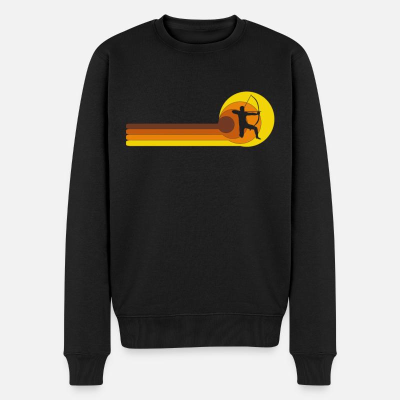 Bogenschütze Sport 70er Jahre Vintage - Männer Premium Bio Pullover - Schwarz