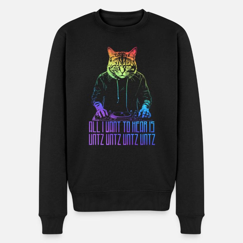 Disco Cat Hardcore Rave Music Raver, EDM DJ - Pull Premium bio Homme - noir
