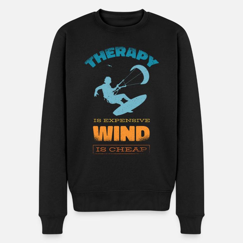 Kitesurf Kiteboards Kitesurfen Kite-Surf-board - Männer Premium Bio Pullover - Schwarz