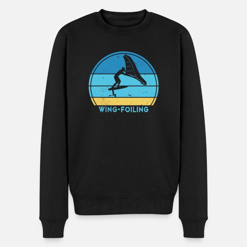 Wingfoil-Surfer Hydrofoil Kitefoil Wingsurf - Männer Premium Bio Pullover - Schwarz