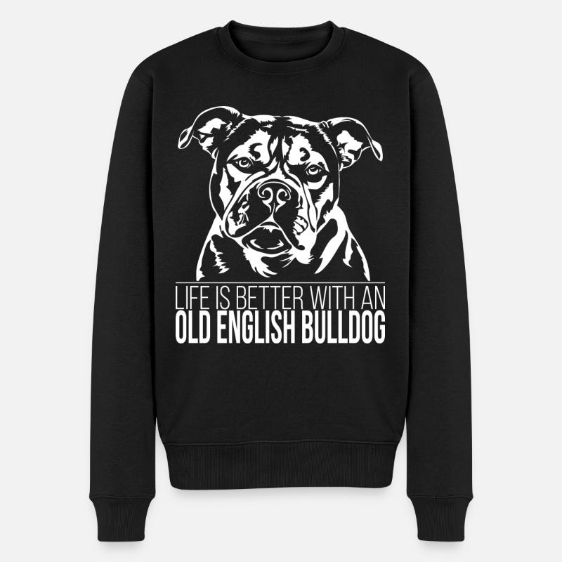 OLD ENGLISH BULLDOG life is better OEB Wilsigns - Männer Premium Bio Pullover - Schwarz