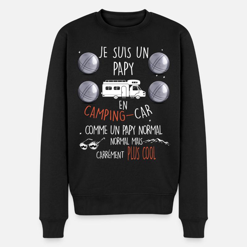 Camping car et pétanque, papy cool - Pull Premium bio Homme - noir