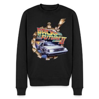 Back To The Future 2 Logo Delorean Time Machine - Men's Premium Organic Jumper - black - Front - Nico (187cm)