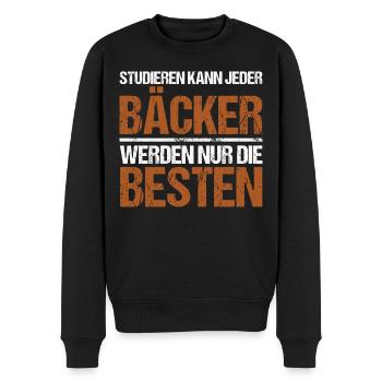 Studieren kann jeder - Bäcker Edition - Männer Premium Bio Pullover - Schwarz - Vorne - Nico (187cm)