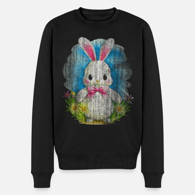 Lapin blanc Pâques - Pull Premium bio Homme - noir