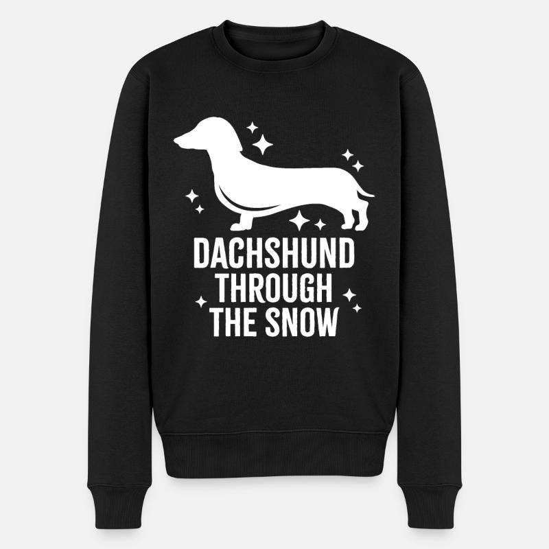 Teckel dans la neige - Pull Premium bio Homme - noir