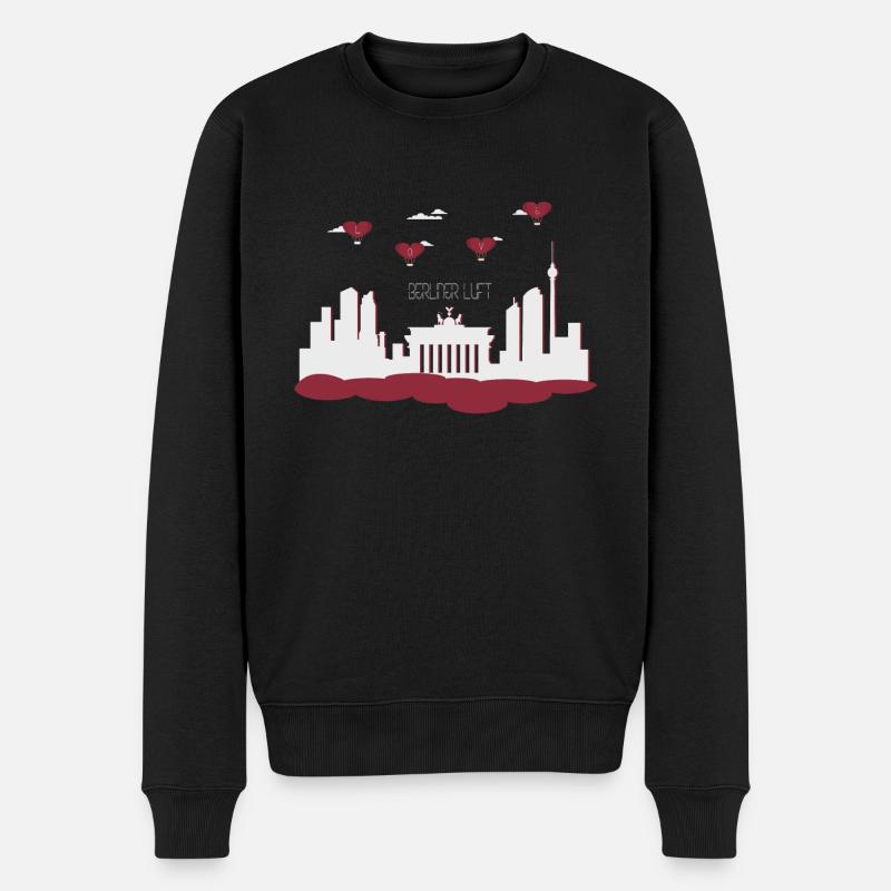 Berliner Luft - Berliner Skyline mit Love Ballons - Männer Premium Bio Pullover - Schwarz