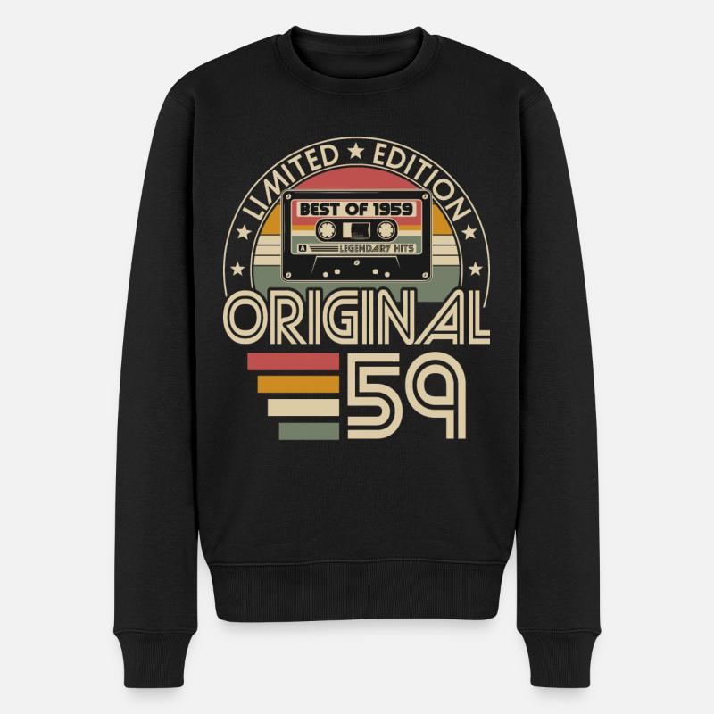 Jahrgang 1959 geboren Vintage Geburtstag Retro - Männer Premium Bio Pullover - Schwarz