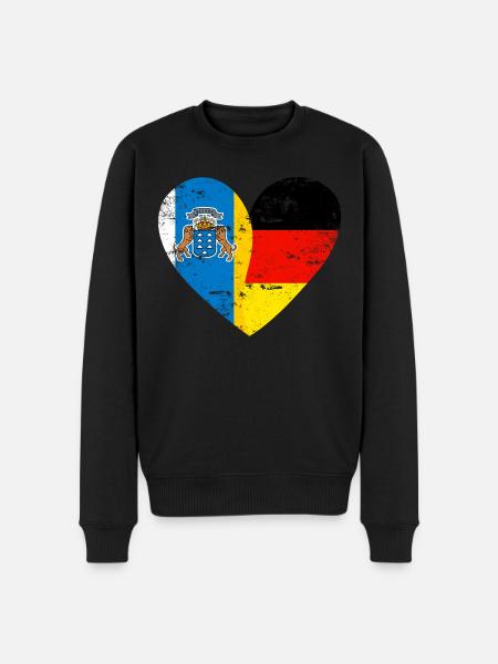 Îles Canaries Allemagne Flag Heart - Pull Premium bio Homme - noir