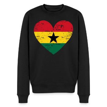 Ghana Flaggenherz - Männer Premium Bio Pullover - Schwarz - Vorne - Nico (187cm)