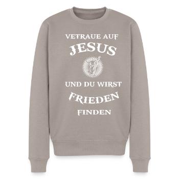 Jesus Christus Religion Erlöser Spruch Christentum - Männer Premium Bio Pullover - Taupe - Vorne - Nico (187cm)