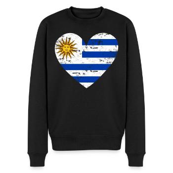 Cœur du drapeau de l’Uruguay - Pull Premium bio Homme - noir - Devant - Nico (187cm)