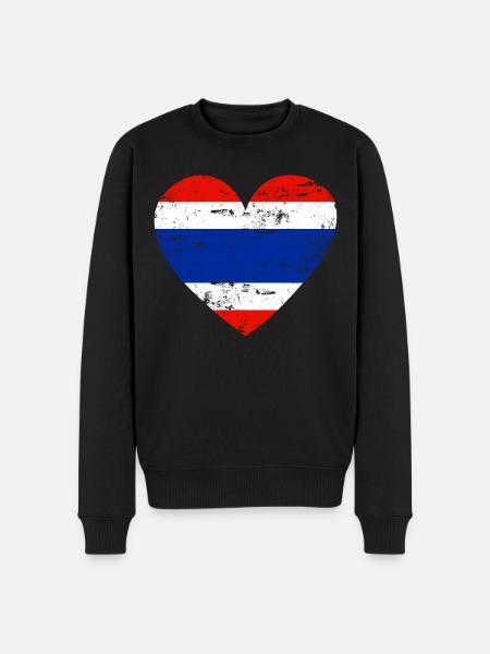 Thailand Flag Heart - Men's Premium Organic Jumper - black