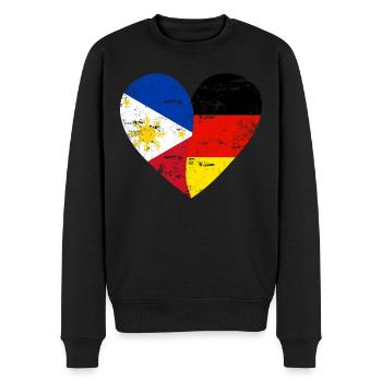 Philippinen Deutschland Flaggenherz - Männer Premium Bio Pullover - Schwarz - Vorne - Nico (187cm)