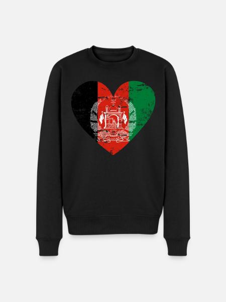 Afghanistan Flag Heart - Men's Premium Organic Jumper - black