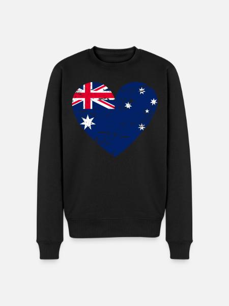 Australia Flag Heart - Men's Premium Organic Jumper - black