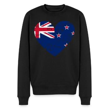 New Zealand Flaggenherz - Männer Premium Bio Pullover - Schwarz - Vorne - Nico (187cm)