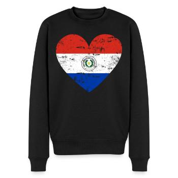 Paraguay Flaggenherz - Männer Premium Bio Pullover - Schwarz - Vorne - Nico (187cm)
