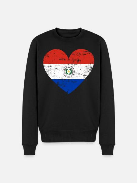 Paraguay Flaggenherz - Männer Premium Bio Pullover - Schwarz