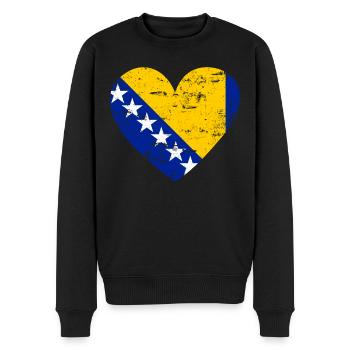Bosnia Flaggenherz - Männer Premium Bio Pullover - Schwarz - Vorne - Nico (187cm)