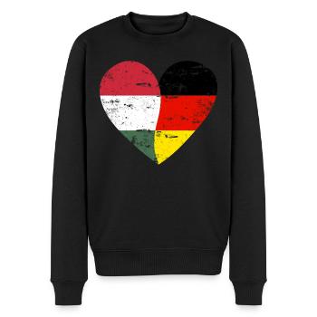 Hongrie Allemagne Drapeau Cœur - Pull Premium bio Homme - noir - Devant - Nico (187cm)