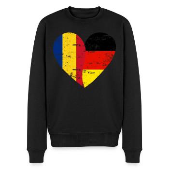 Roumanie Allemagne Drapeau Cœur - Pull Premium bio Homme - noir - Devant - Nico (187cm)