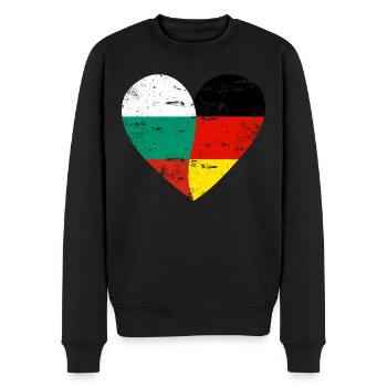 Bulgaria Germany Flag Heart - Men's Premium Organic Jumper - black - Front - Nico (187cm)