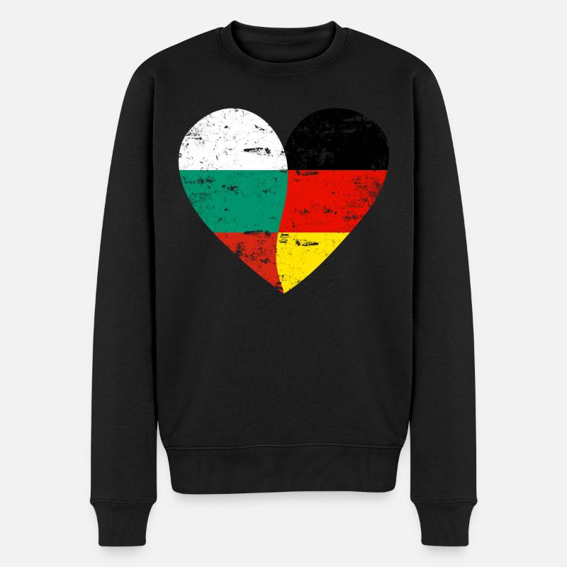 Bulgarien Deutschland Flaggenherz - Männer Premium Bio Pullover - Schwarz