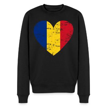 Roumanie Flag Heart - Pull Premium bio Homme - noir - Devant - Nico (187cm)