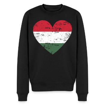 Hongrie Drapeau Cœur - Pull Premium bio Homme - noir - Devant - Nico (187cm)