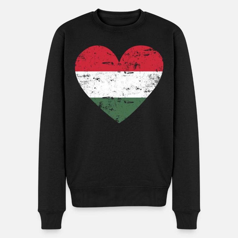 Hongrie Drapeau Cœur - Pull Premium bio Homme - noir