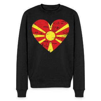 La Macédoine du Nord un cœur de drapeau - Pull Premium bio Homme - noir - Devant - Nico (187cm)