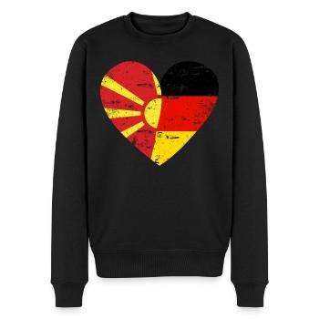 Macédoine du Nord Allemagne Drapeau Cœur - Pull Premium bio Homme - noir - Devant - Nico (187cm)