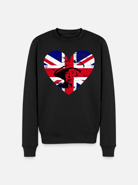 Queen Britain Herz - Männer Premium Bio Pullover - Schwarz