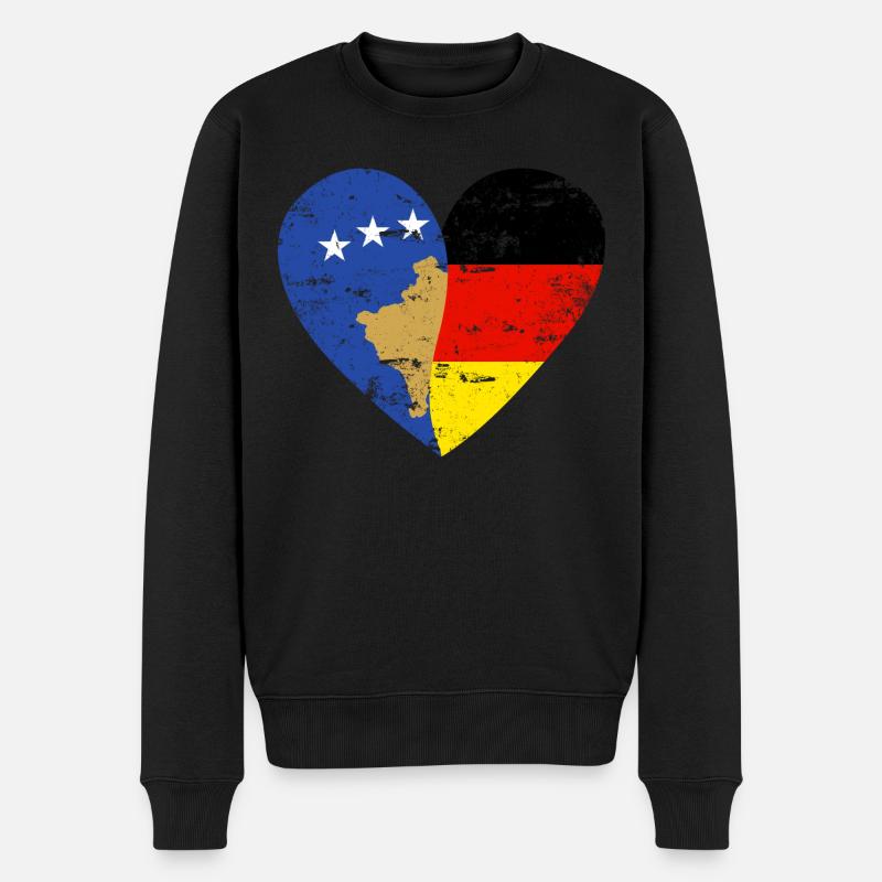 Kosovo Allemagne Drapeau Cœur - Pull Premium bio Homme - noir