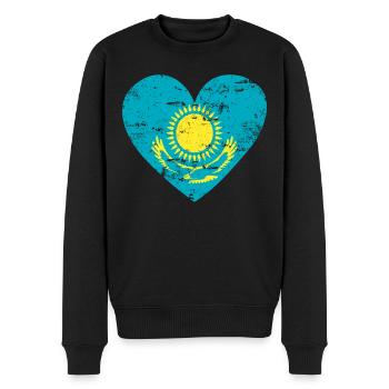 Cœur du drapeau du Kazakhstan - Pull Premium bio Homme - noir - Devant - Nico (187cm)