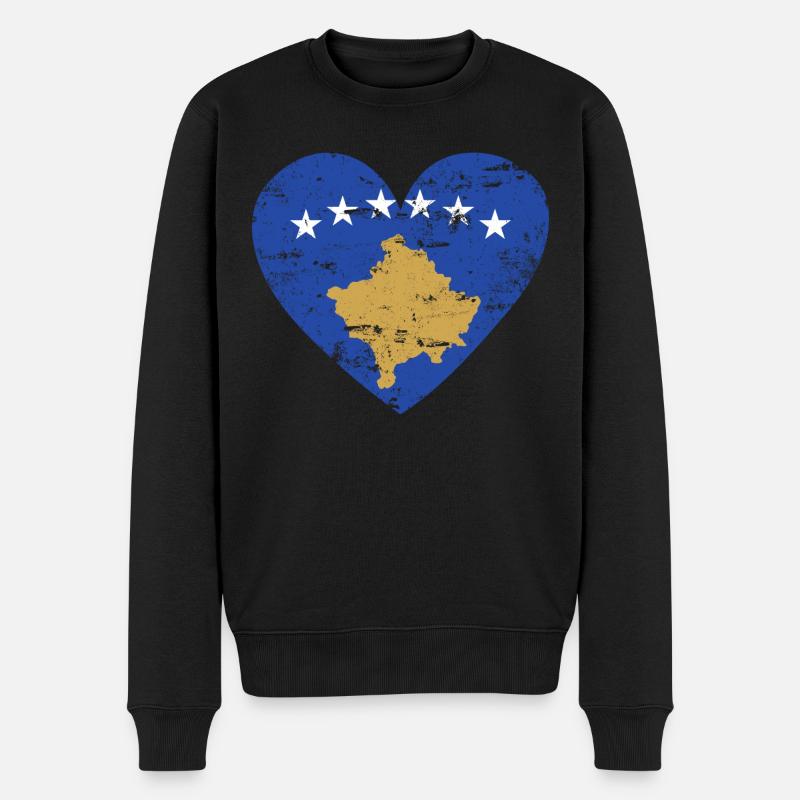 Kosovo Flaggenherz - Männer Premium Bio Pullover - Schwarz