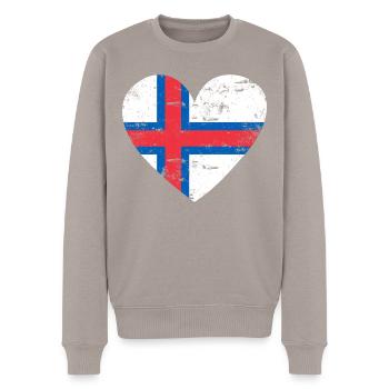 Färöer Inseln Flaggenherz - Männer Premium Bio Pullover - Taupe - Vorne - Nico (187cm)